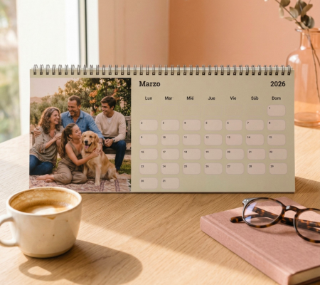 Calendario de mesa personalizado con fotos 2026 – regalo original con encuadernación en espiral Emotiments